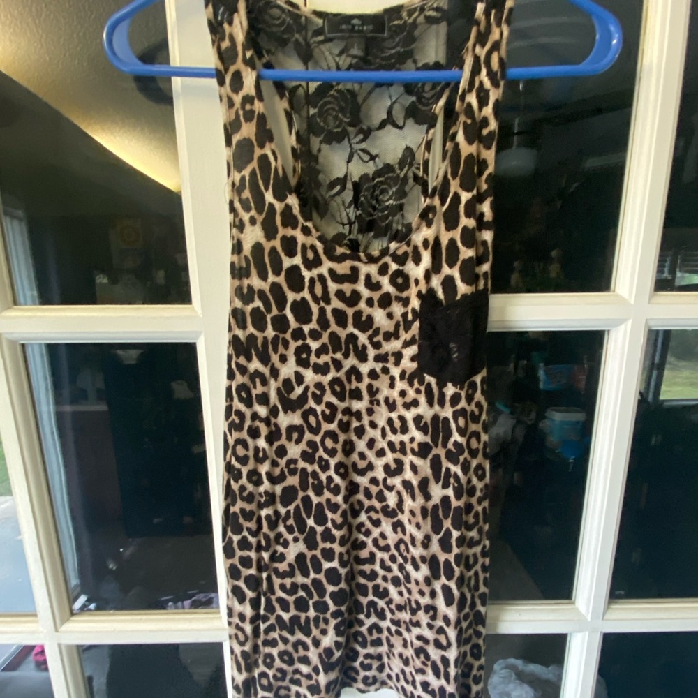 Leopard tank top with sheer lace back